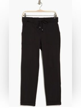 Democracy Black Ab Leisure Patch Pocket Utility Roll Cuff Drawstring Pants -Sz L